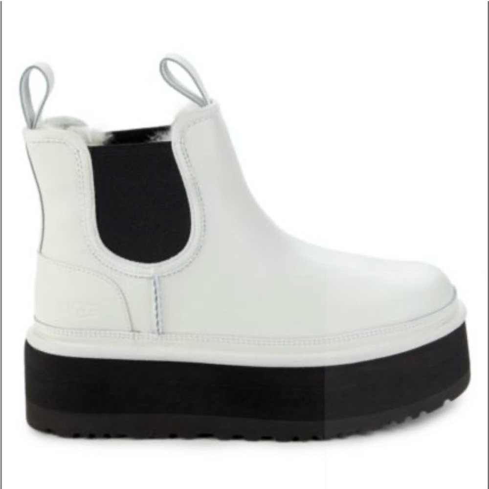 UGG Chelsea Platform Boots in White and Black